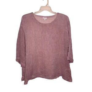 Pure Jill J Jill Womens XL Linen Lavender Sheer 3/4 Sleeve Pullover Blouse Top